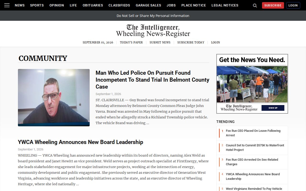 Marshall County local news community section for crime coverage